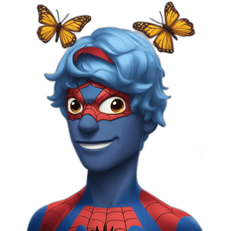 spider man with butterflies on his head emoji