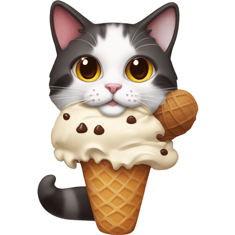 Icecream with calico cat emoji