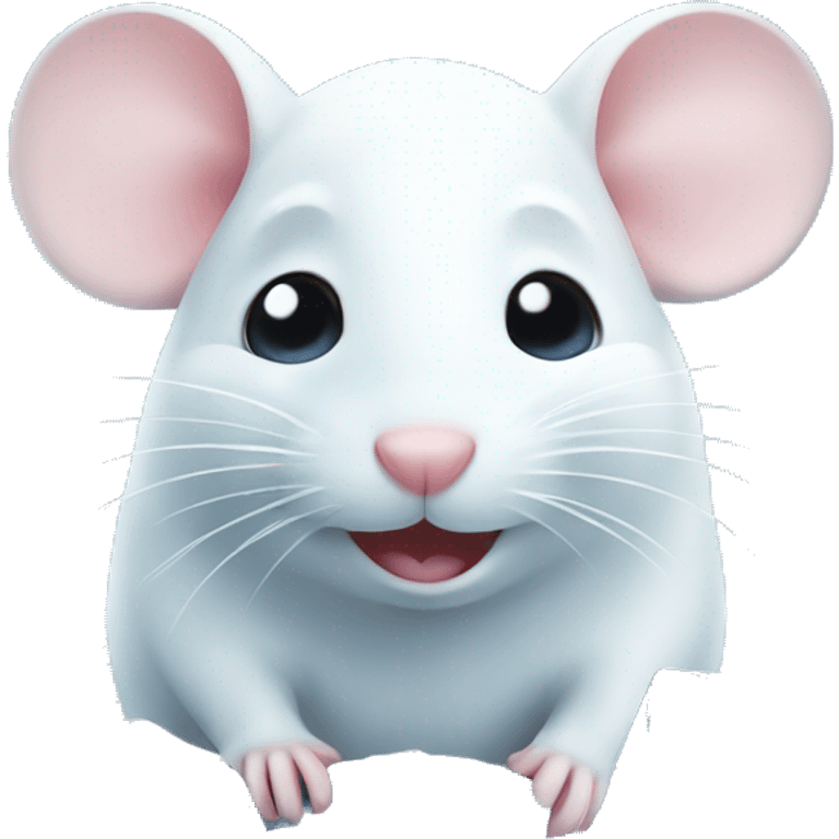 Cute white mouse inside ice emoji