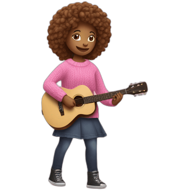 girl playing guitar in pink sweater emoji