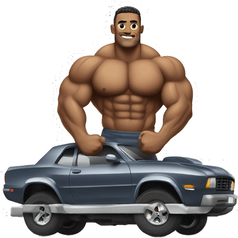 Bodybuilder on car emoji