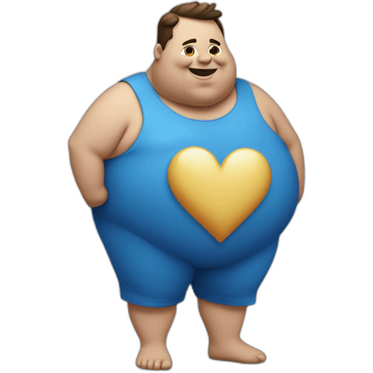 fat man and blue heart emoji