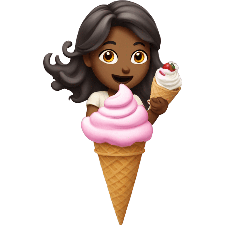 Anissa flying eating ice cream  emoji