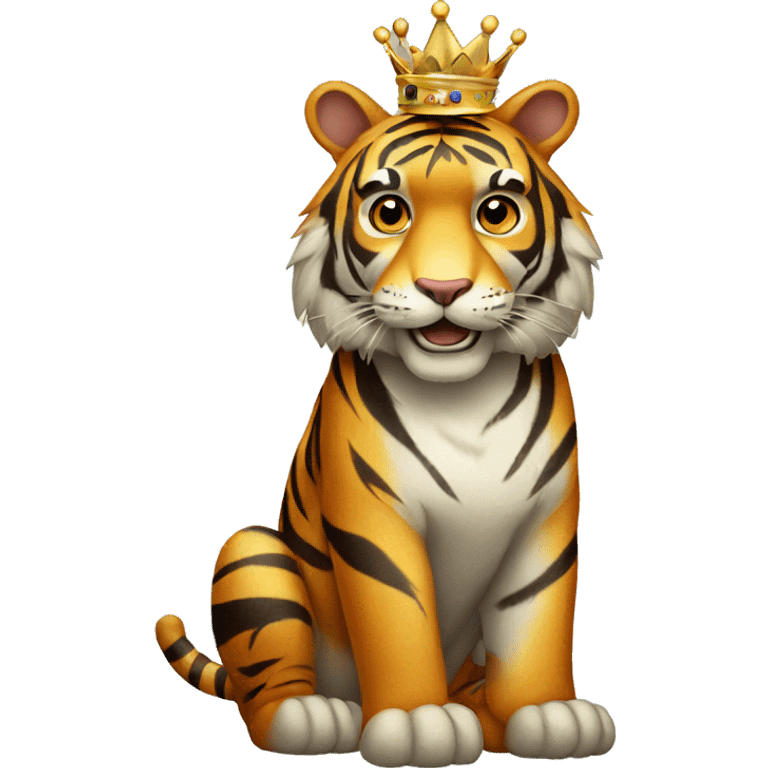 Tiger full body wearing a crown emoji