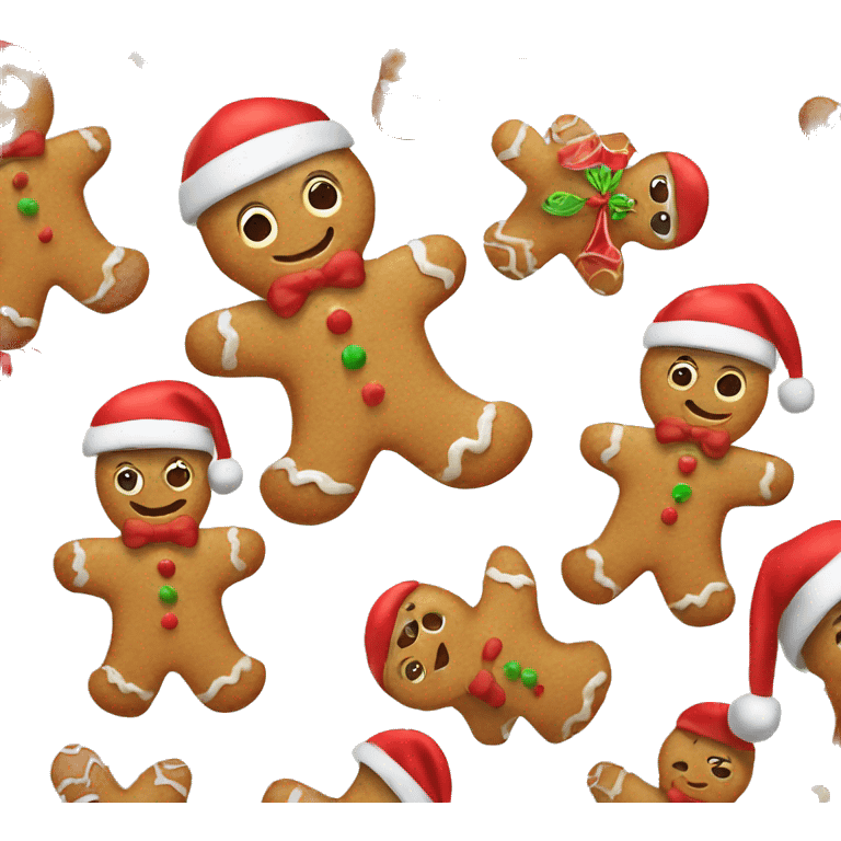 Cute gingerbread man with santa hat emoji