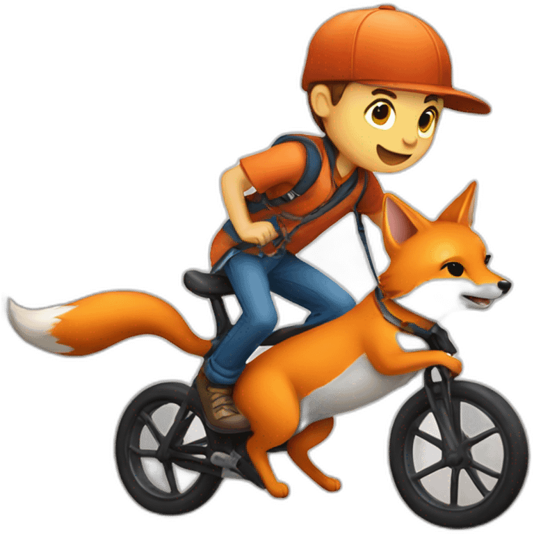 Boy riding fox with a yoyo emoji