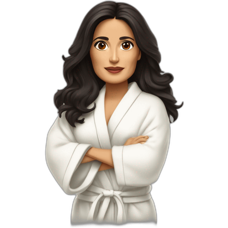 bosomed Latina salma Hayek in a bathrobe emoji