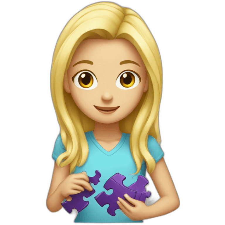 Blonde girl making a puzzle emoji