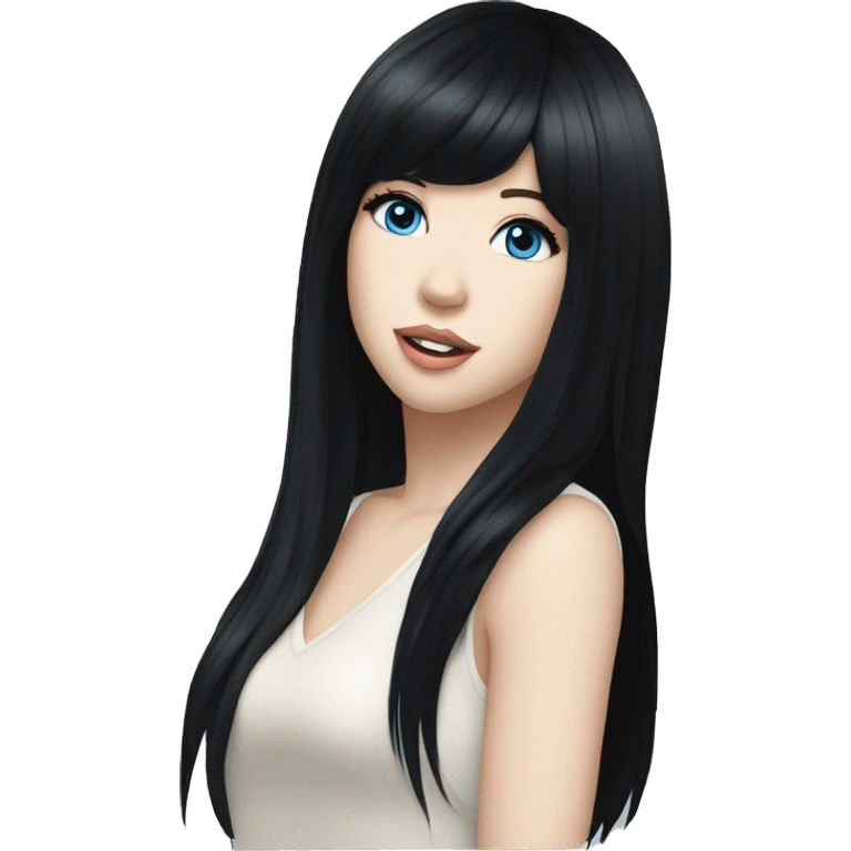 Carly Rae jepsen black long hair, blue eyes emoji