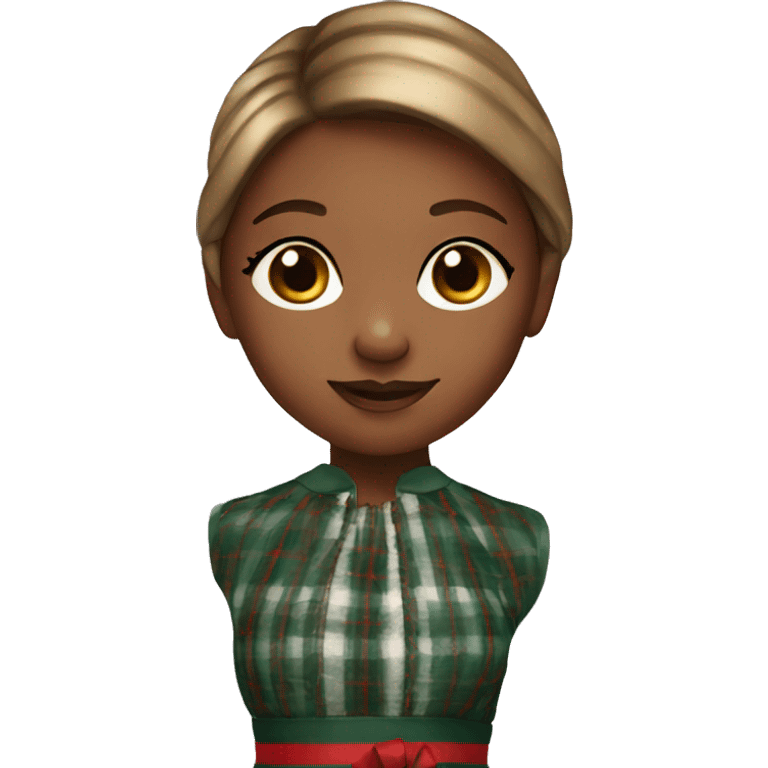 Young girl in plaid christmas dress emoji