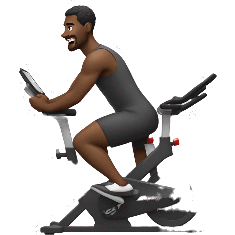 Man exercising really hard on an indoor bike emoji