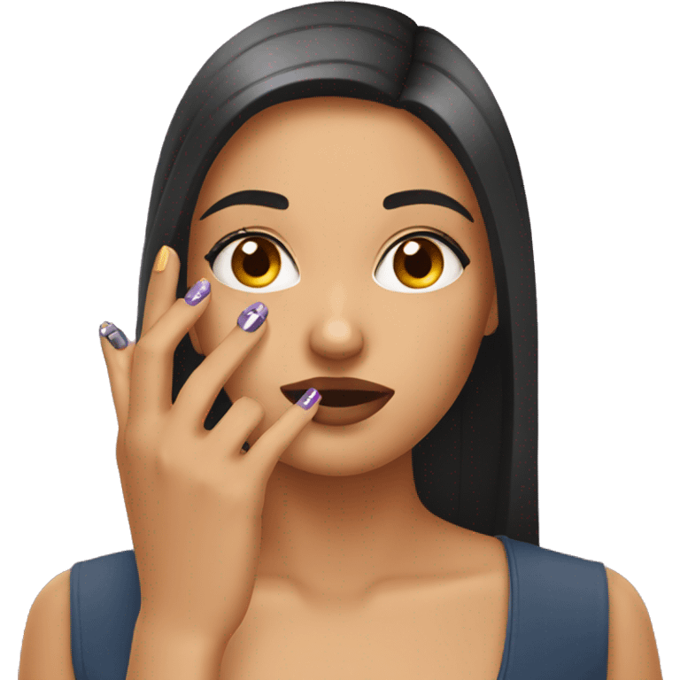 girl looking at nails  emoji