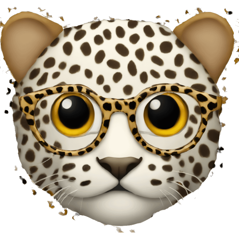 Eyeglass rounded leopard print  emoji