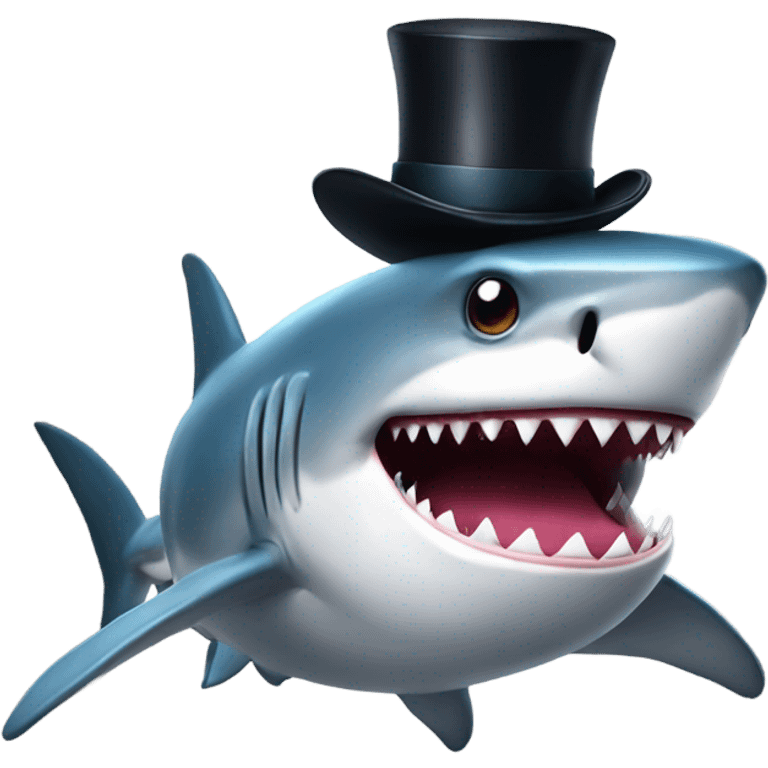 Shark with a top hat emoji