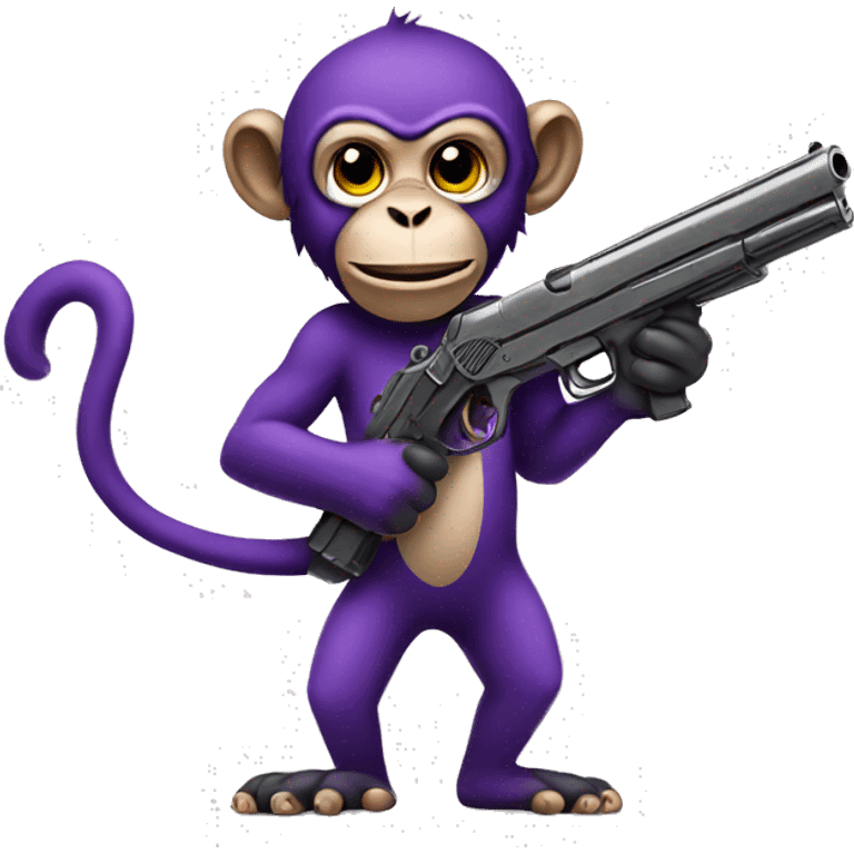 monkey holding a purple gun emoji