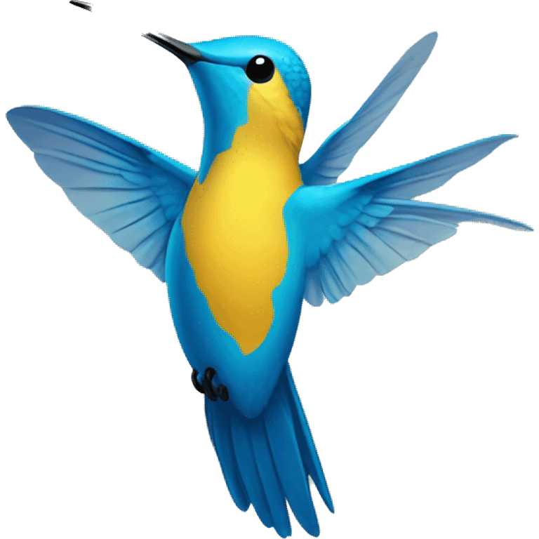 Hummingbird blue an yellow emoji