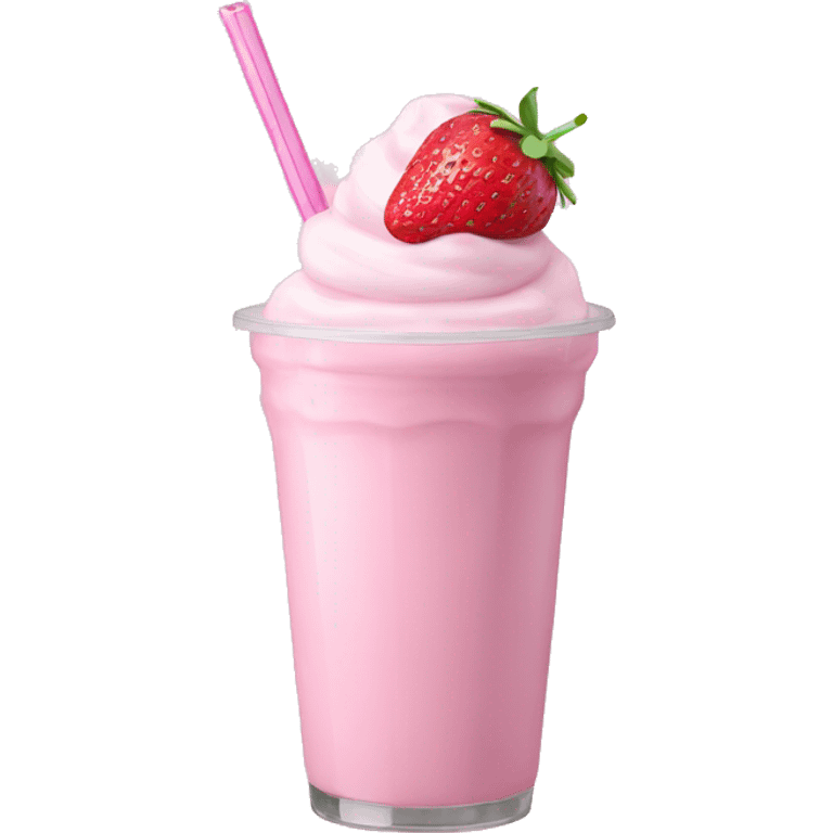 Pastel pink strawberry milkshake with pastel pink straw emoji