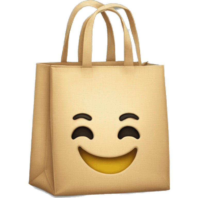 smiley face emoji wearing a bag emoji