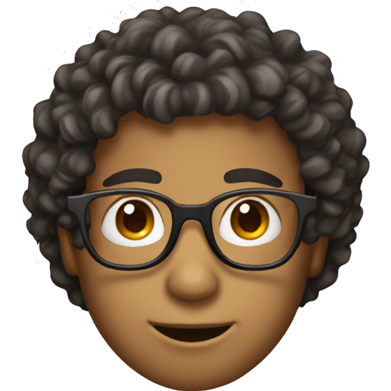 create an emoji that looks like a 15 year old boy from venezuela with curly hair and eyeglasses emoji