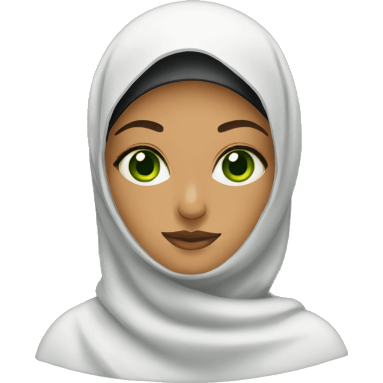 A covered Muslim woman with green eyes emoji