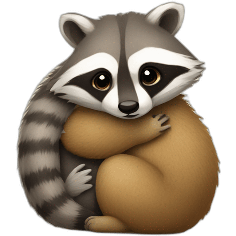 racoon hugging quokka emoji