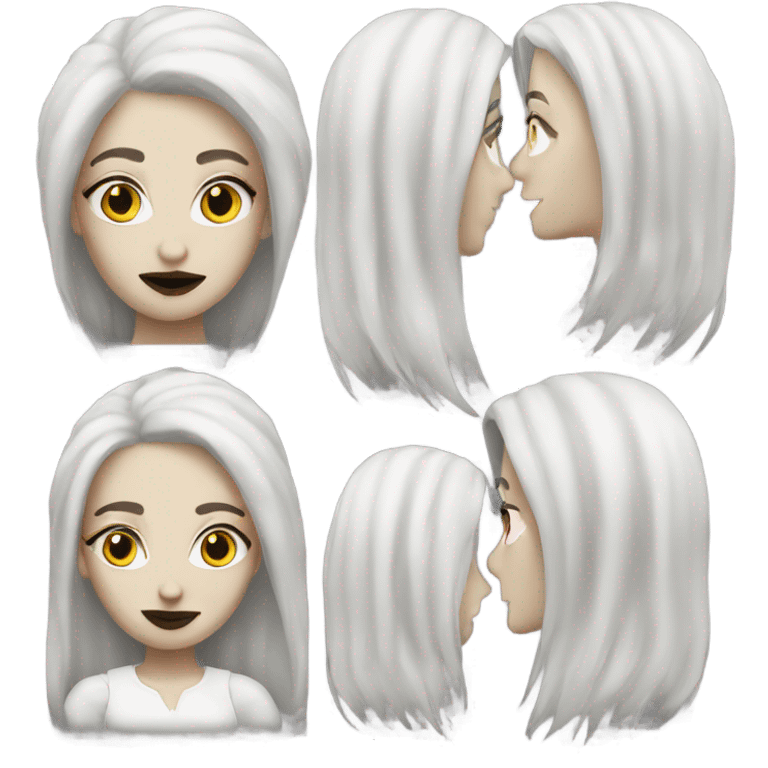 White skin white hair gothic woman emoji