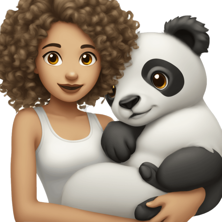 Long curly haired lightskin girl with cute panda emoji