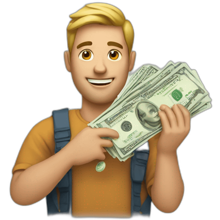 man holding money happy emoji