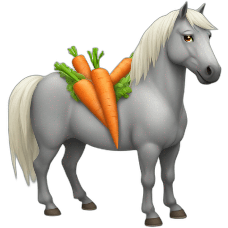 An angry horse with a carrot in his pocket.  emoji