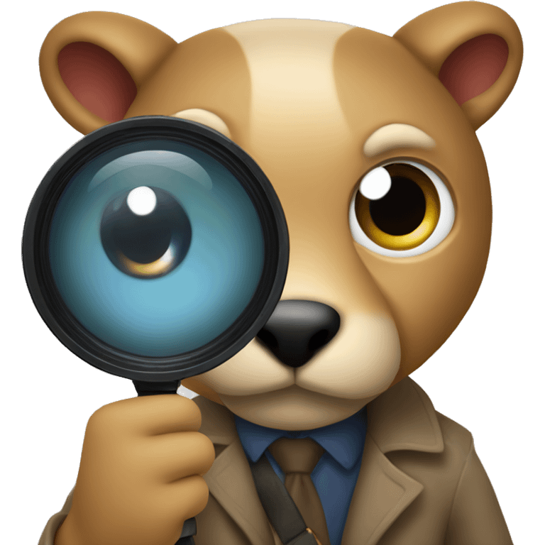 Make  cartoon animal holding detective lens emoji