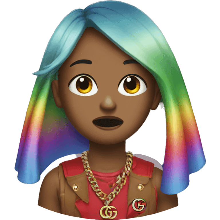 A rainbow wearing Gucci while crying emoji