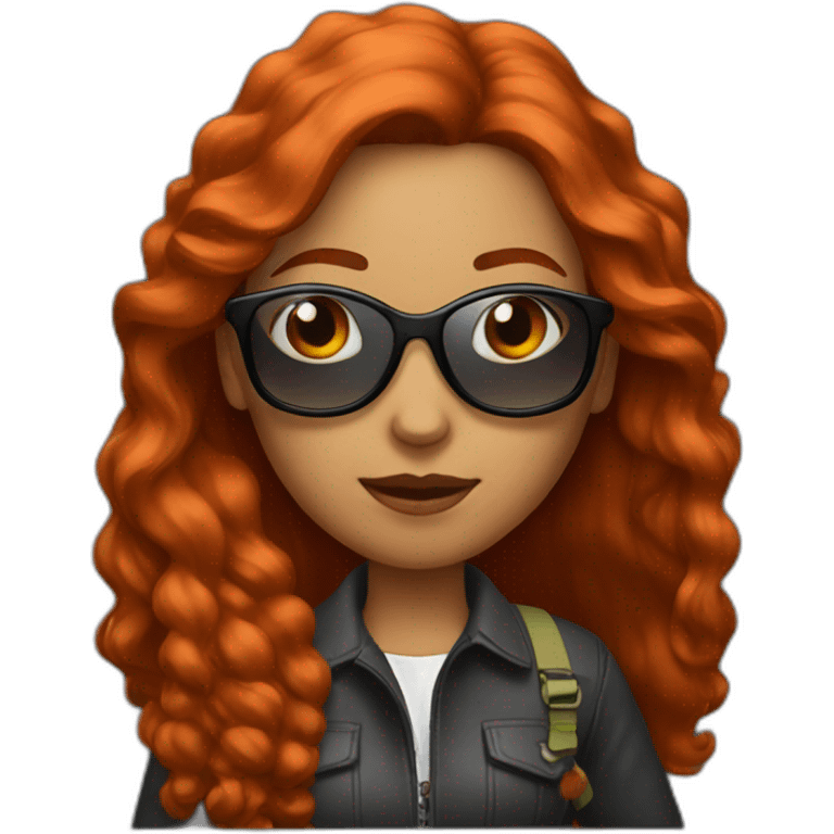 woman-with-long-red-hair-sunglasses-and-flashlight emoji