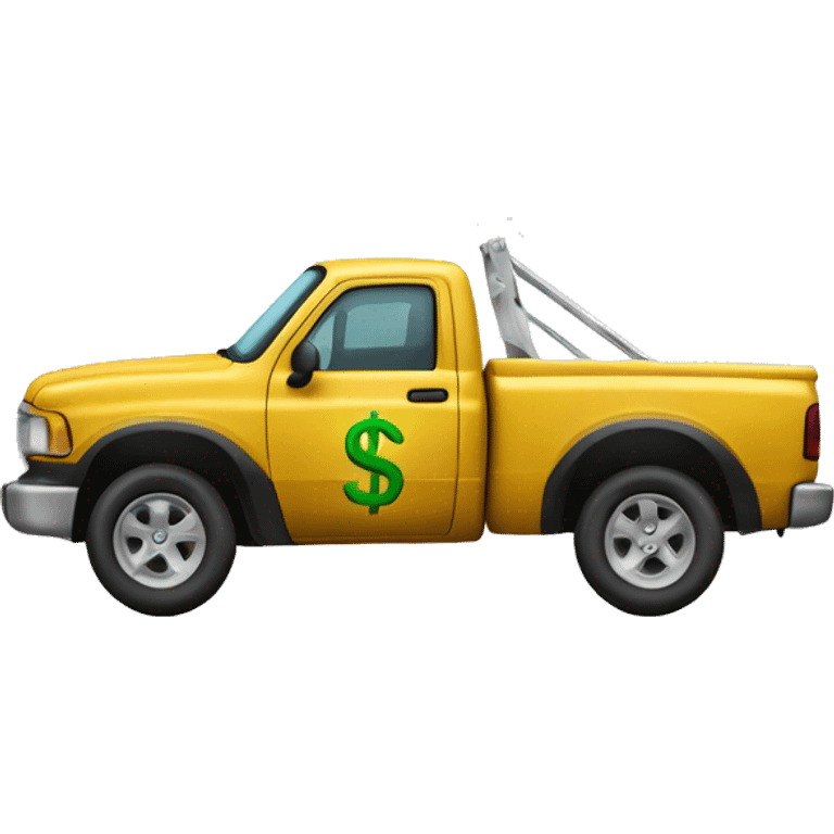 Pick-up truck with dollar sign emoji