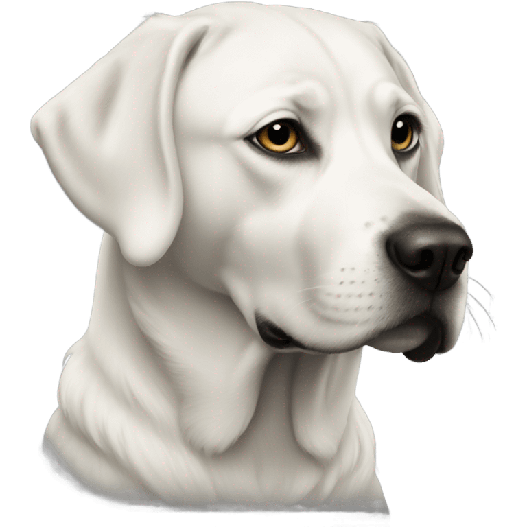 White queen on a black lab emoji