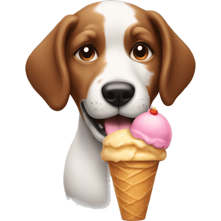 dog holding an ice cream emoji