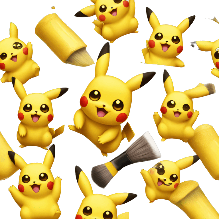 pikachu with brush and paint  emoji