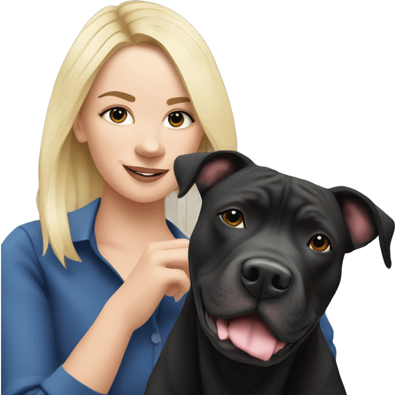 Black Staffordshire bullterrier whit blond owner emoji