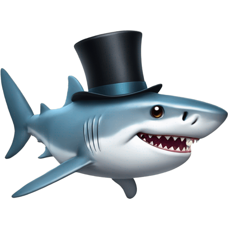 Shark with a top hat emoji