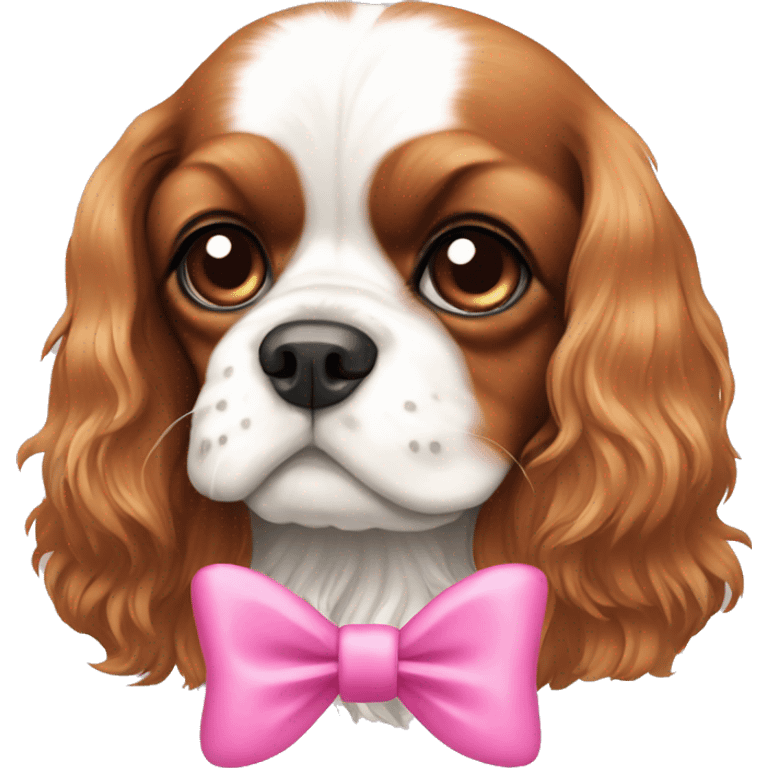 King Charles spaniel with a pink bow  emoji