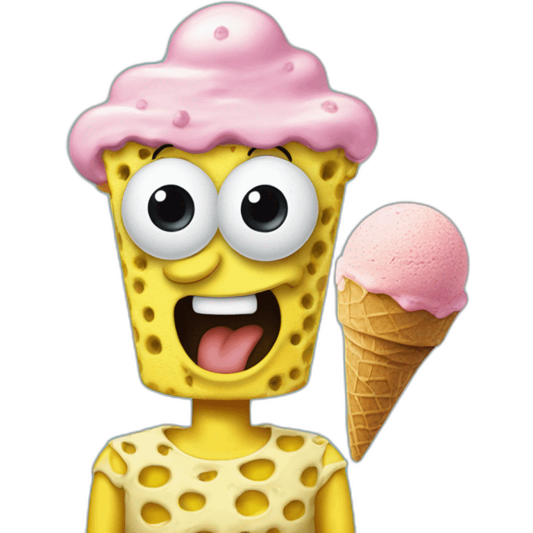 sponge bob wating an ice cream emoji