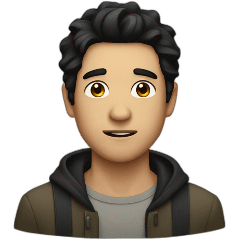 A guy with black hair and a scar in his mouth emoji