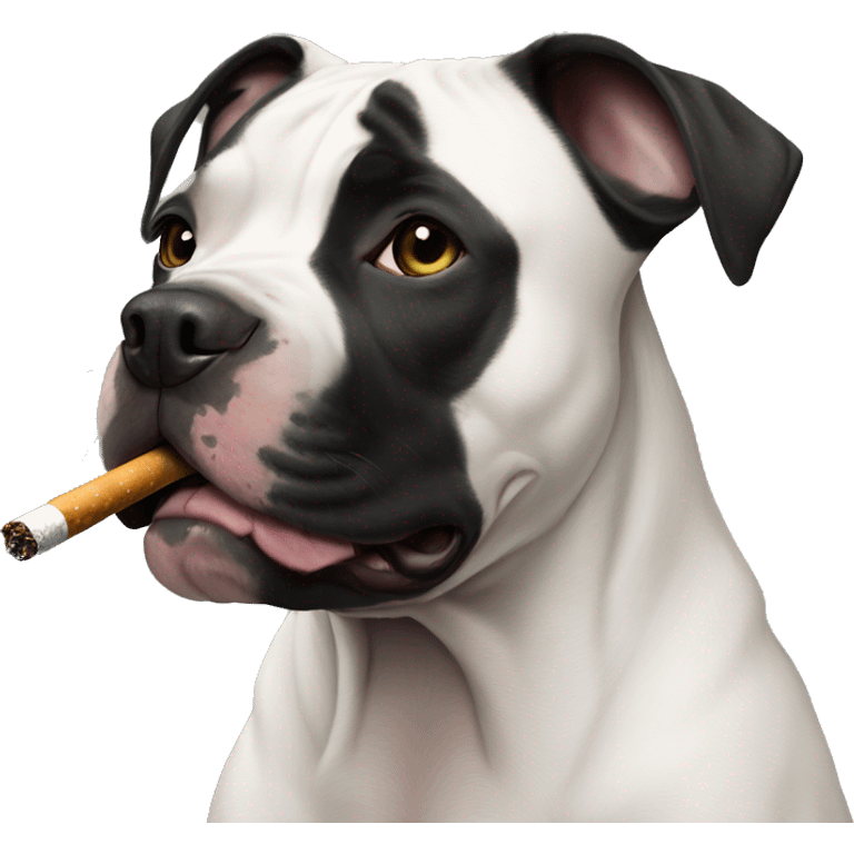 Black pitbul with a cigarette emoji