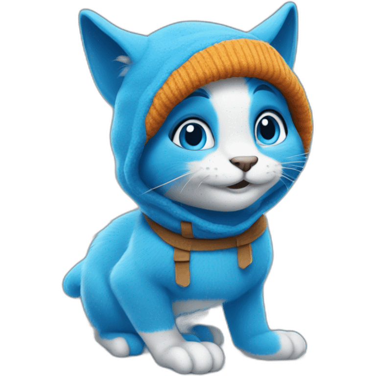 Smurf blue cat qui ski emoji