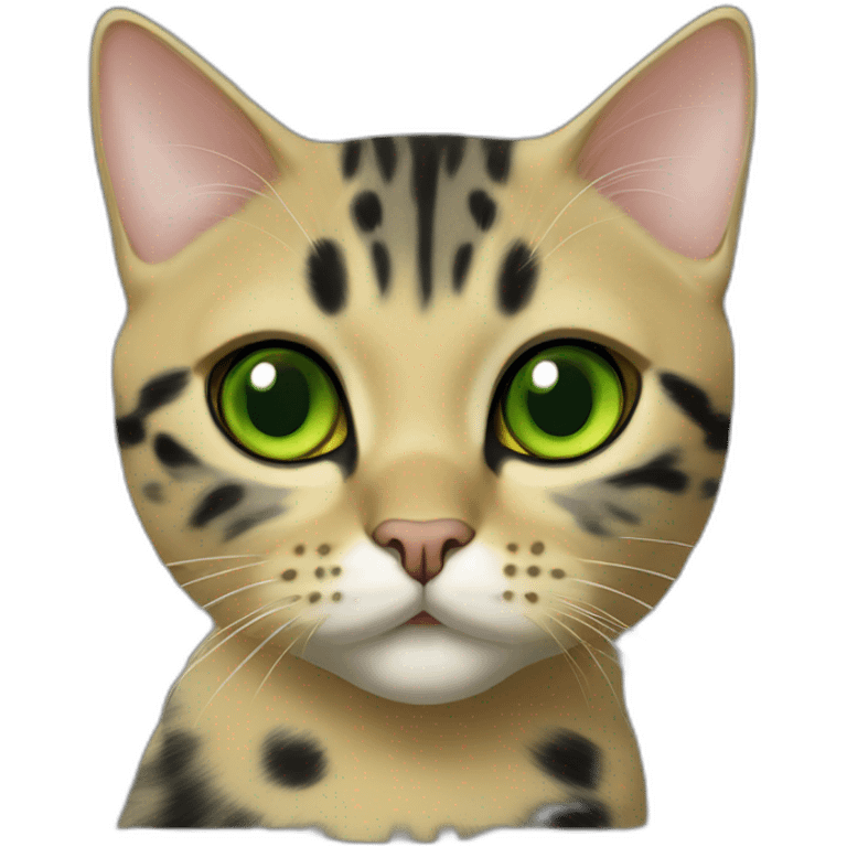 Scottish shorthair cat black spot on gold with green eyes emoji