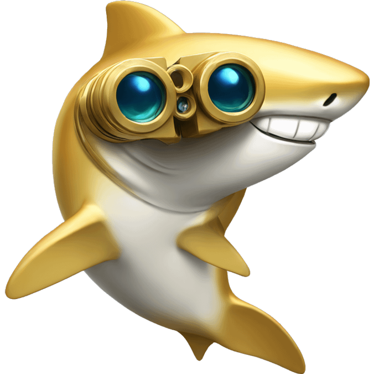 golden shark with binoculars emoji