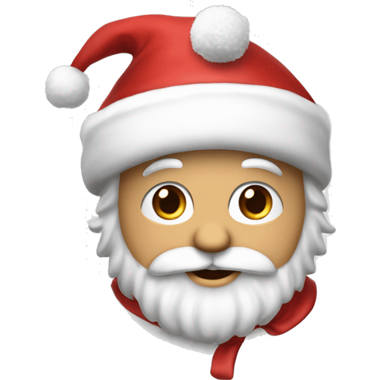 “An adorable Santa with a red suit, fluffy white beard, rosy cheeks, big eyes, and a red hat with a white pom-pom réaliste  emoji