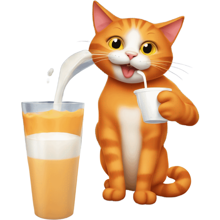 Orange cat drinking milk at the club emoji