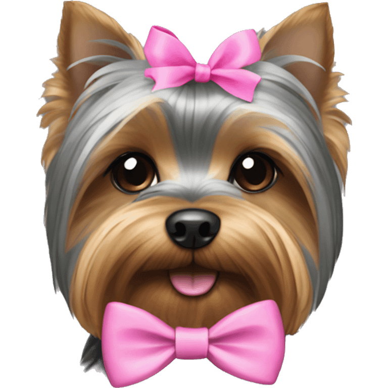 Grey Yorkie with a pink bow  emoji