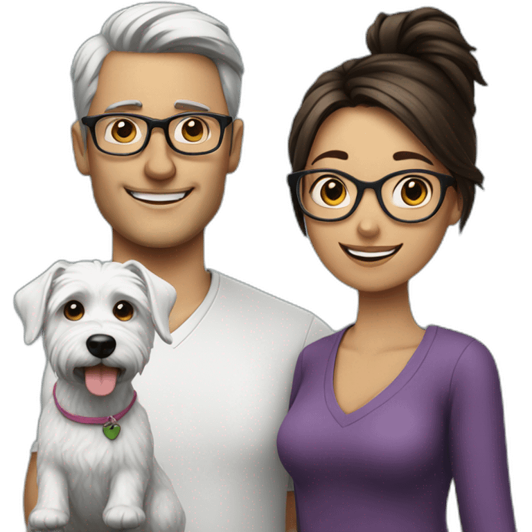 Man with glasses anda woman with a westie dog girl emoji