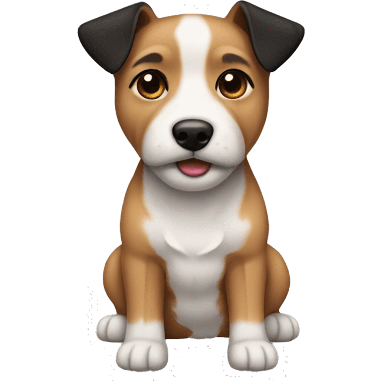 Terrier light brown black ears white mouth  emoji